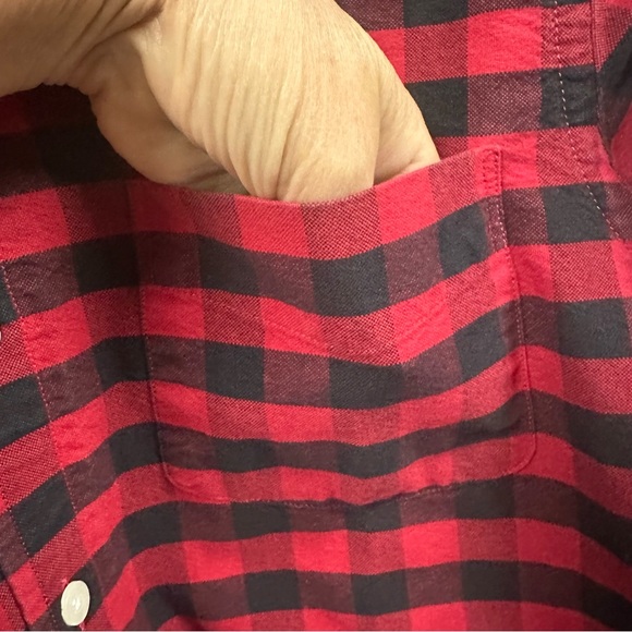 J Crew Slim Oxford Cotton Button Down Pocket Shirt Long Sleeve Red Black Plaid S - Picture 5 of 7